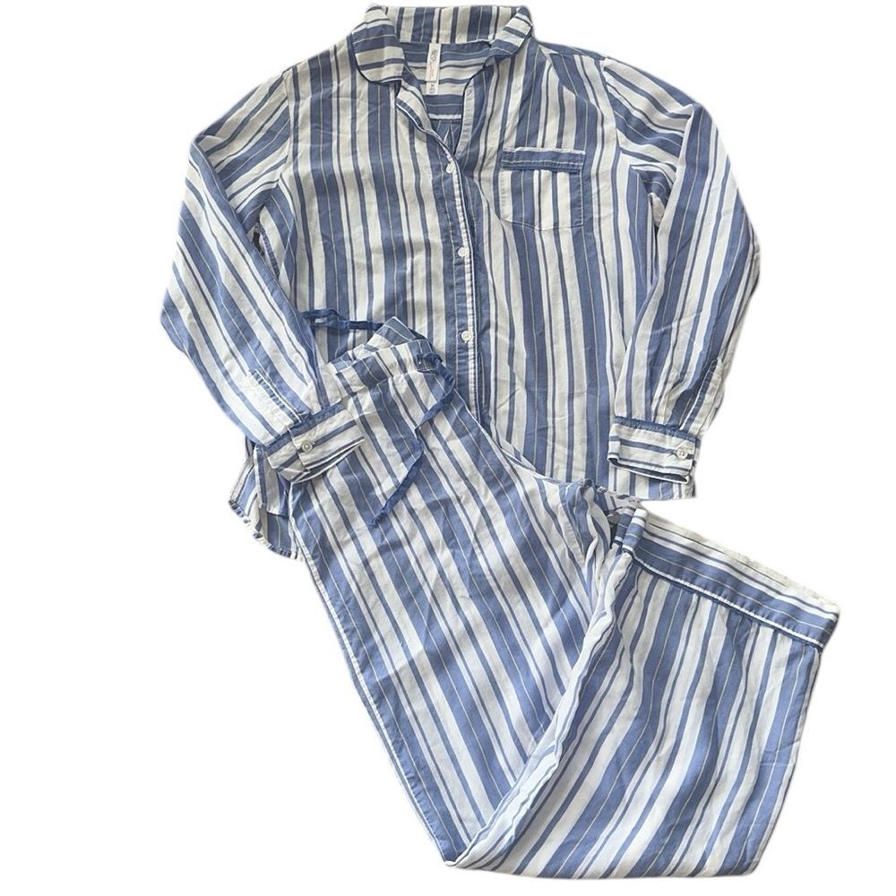Gilligan & O'Malley Blue and White Striped Pajama Set